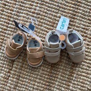 Baby OshKosh B'gosh and Carter’s Beige and Brown Baby Shoes, 6-9M and 9-12M